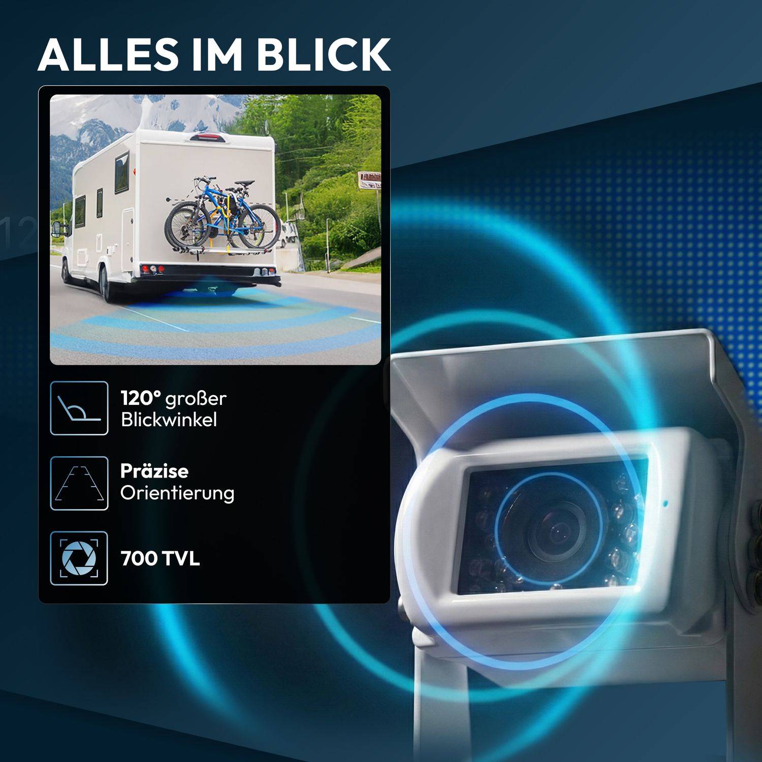 VSG24 7" Rückfahrkamera Set CAMPER | mit 2 Kameras für Wohnmobil 120° weiß RVS-24502