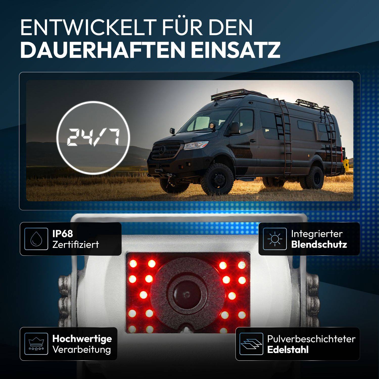 VSG24 7" Rückfahrkamera Set CAMPER | mit 2 Kameras für Wohnmobil 120° weiß RVS-24502