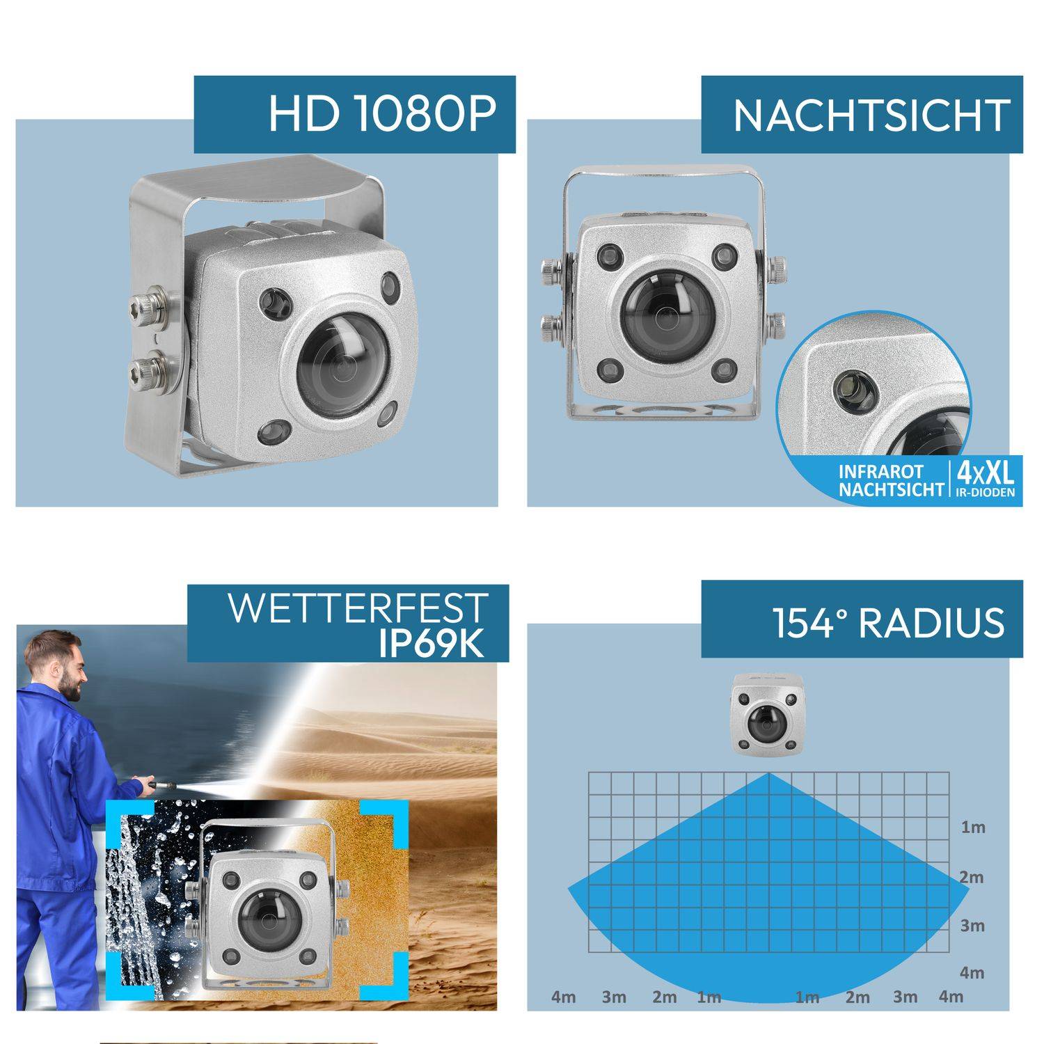 VSG24 10" Rückfahrkamera Set IP69K EXPERT XL | mit 2 x 1080P HD 155° Kamera IP69K RVS-24556