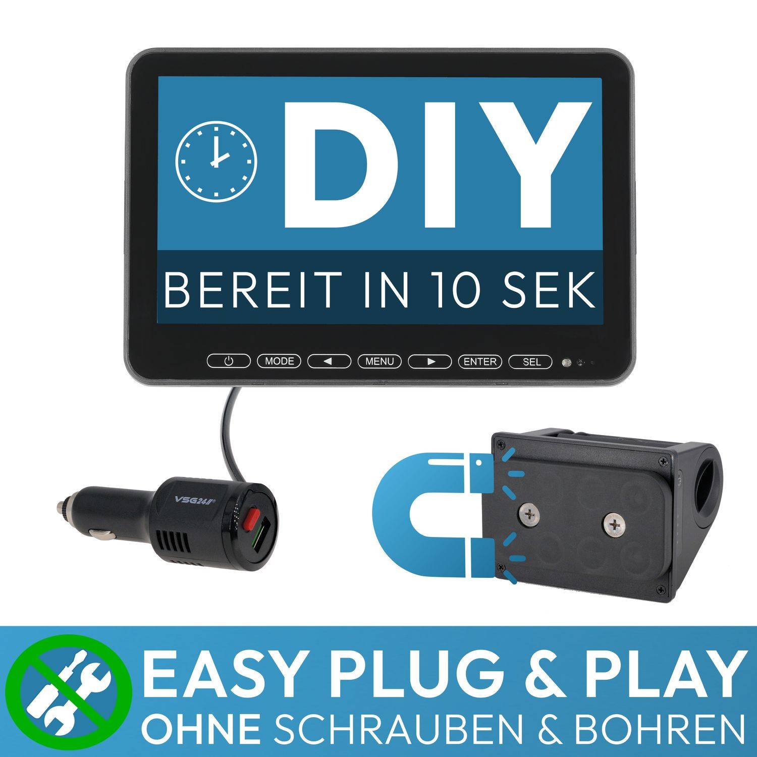 VSG24 10" FUNK-Set ELEMENT HD XL mit AKKU Magnet Kamera RVS-24575