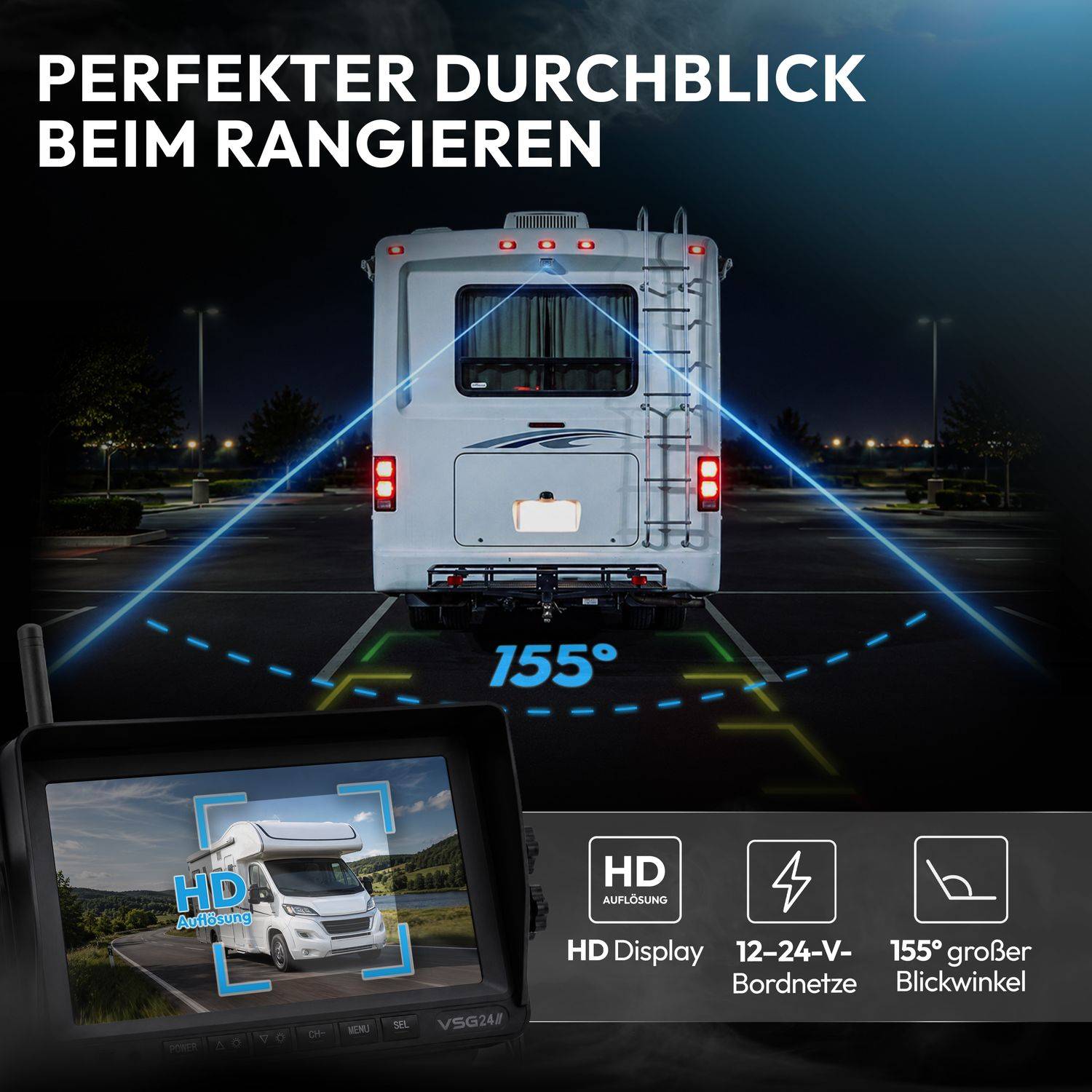 VSG24 7" FUNK-HD-Rückfahrkamera PREMIUM PRO HD 24581