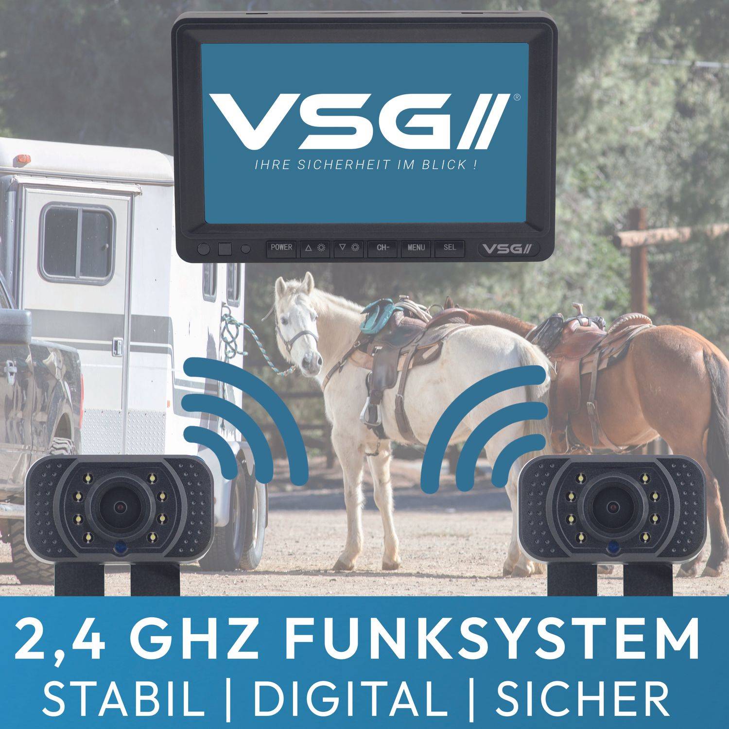VSG24 7" FUNK-HD-Rückfahrkamera PREMIUM PRO HD mit 2 Kameras 24582