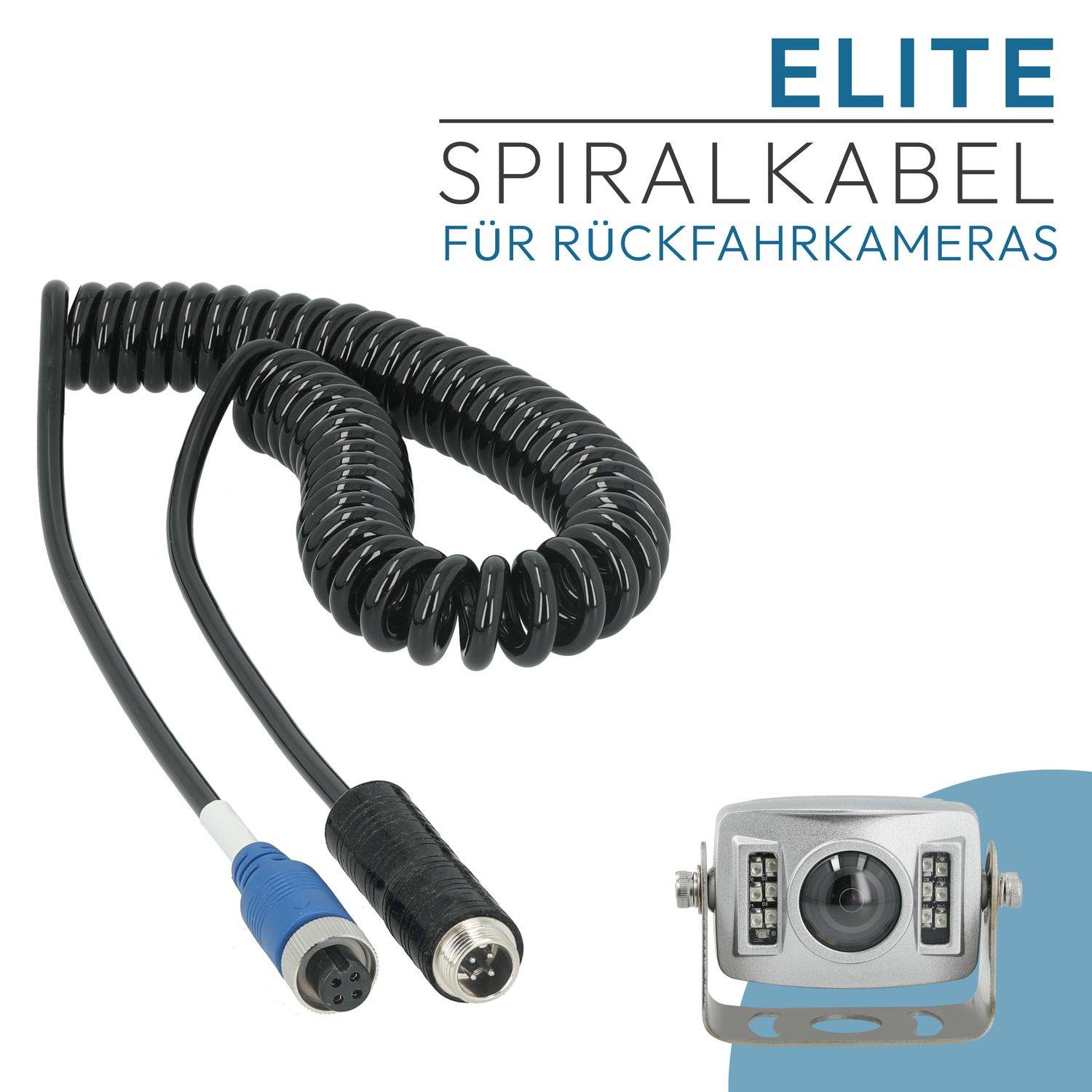 VSG24 Spiralkabel ELITE | 4-PIN für Rückfahrkameras | 5 Meter