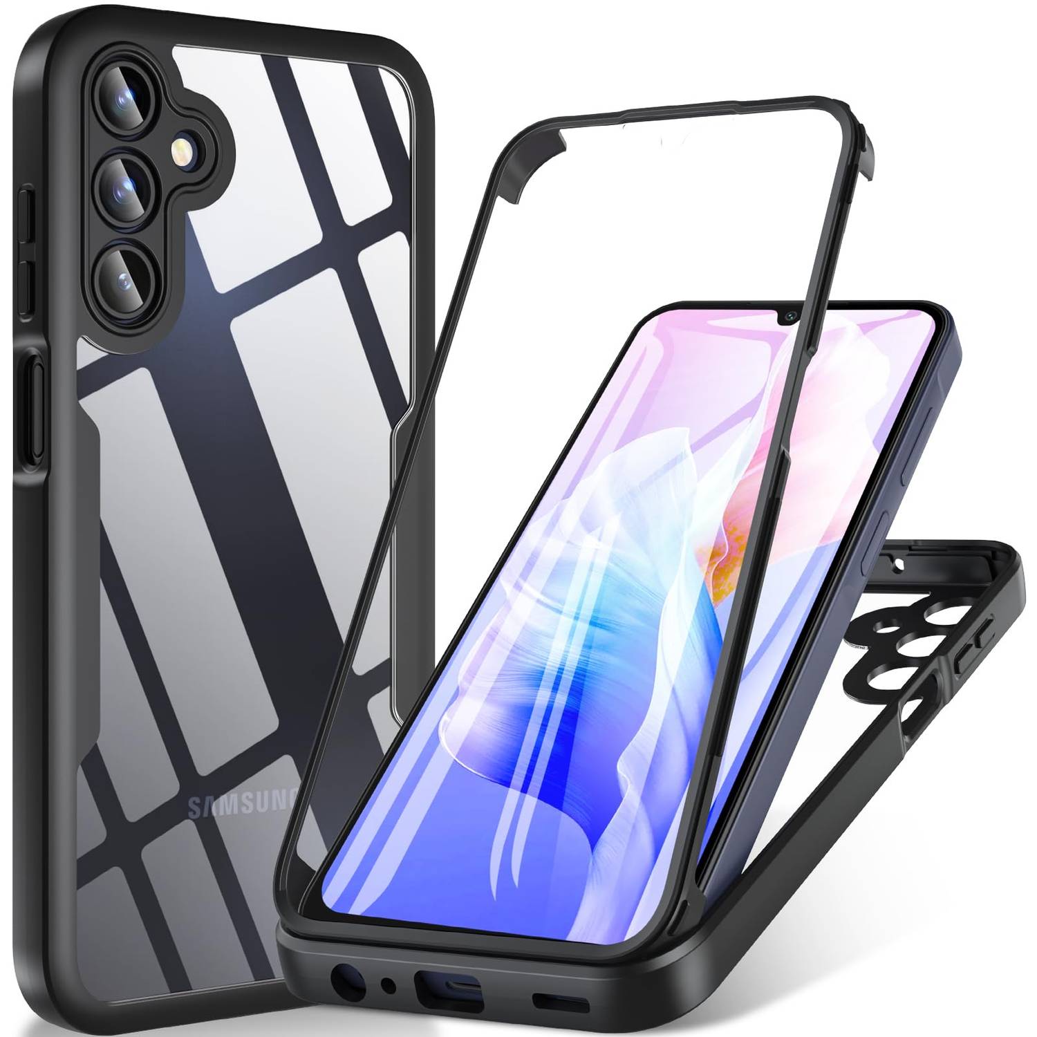 Für Samsung Galaxy A15 Full Cover 360 Acrylic Hybrid TPU Schutz Hülle