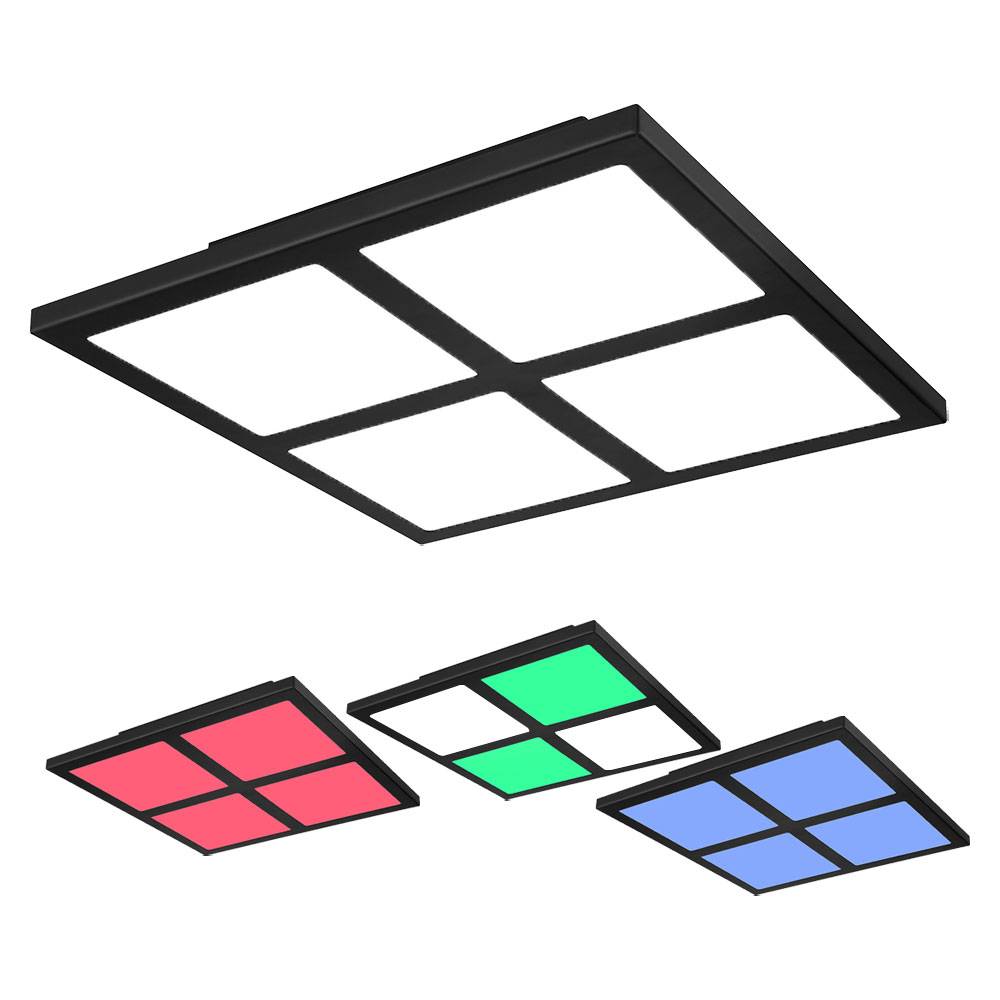 Deckenleuchte Wohnzimmerlampe Esszimmerleuchte Deckenlampe Schlafzimmerleuchte, Metall Acryl schwarz, Fernbedienung dimmbar CCT, RGB LED 20W