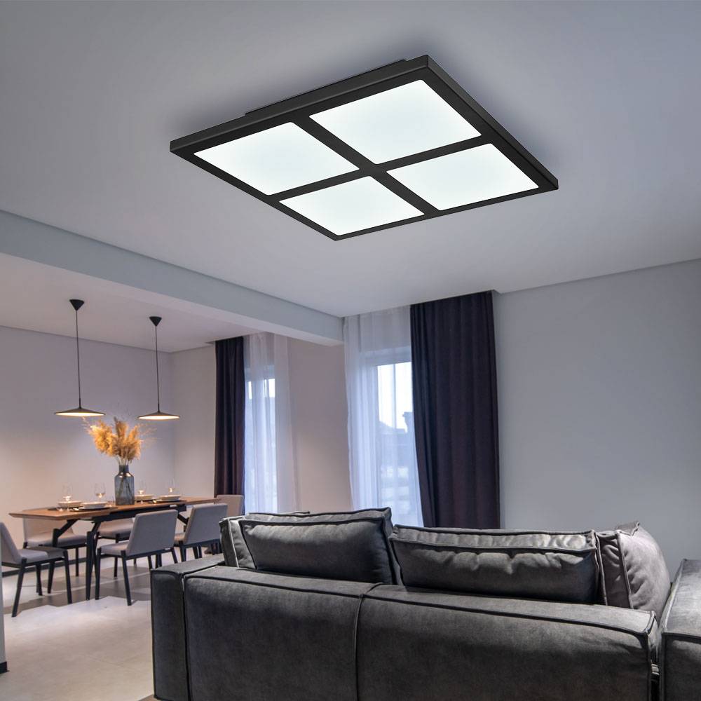 Deckenleuchte Wohnzimmerlampe Esszimmerleuchte Deckenlampe Schlafzimmerleuchte, Metall Acryl schwarz, Fernbedienung dimmbar CCT, RGB LED 20W