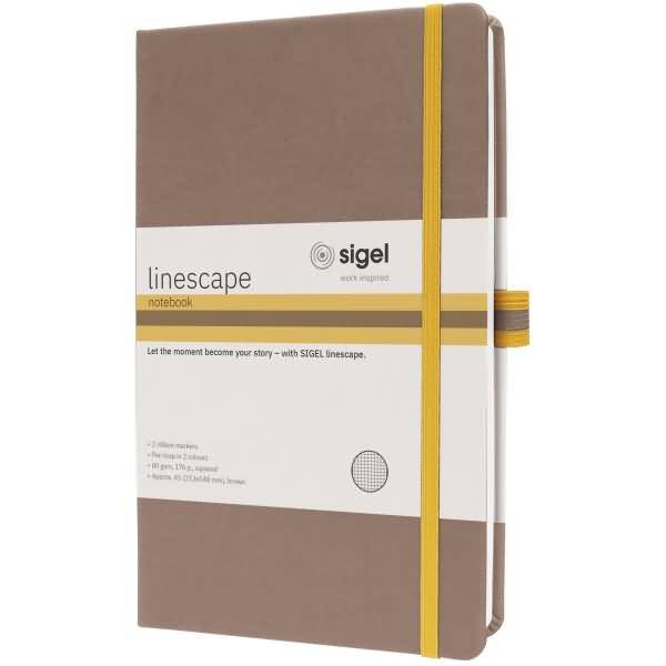 Notizbuch Linescape ca. A5 176 Seiten Hardcover kariert 80g braun