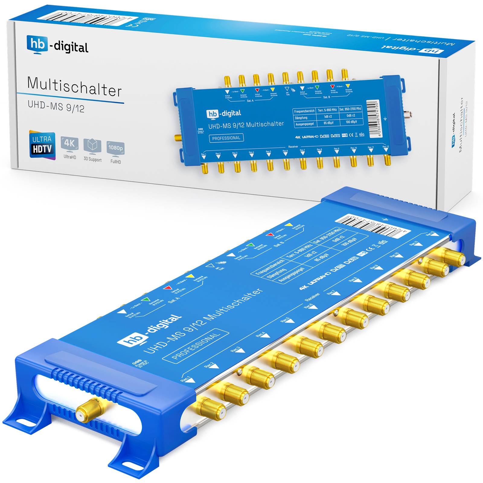 hb-digital Multischalter SAT UHD-MS 9/12 bis zu 12 Teilnehmer