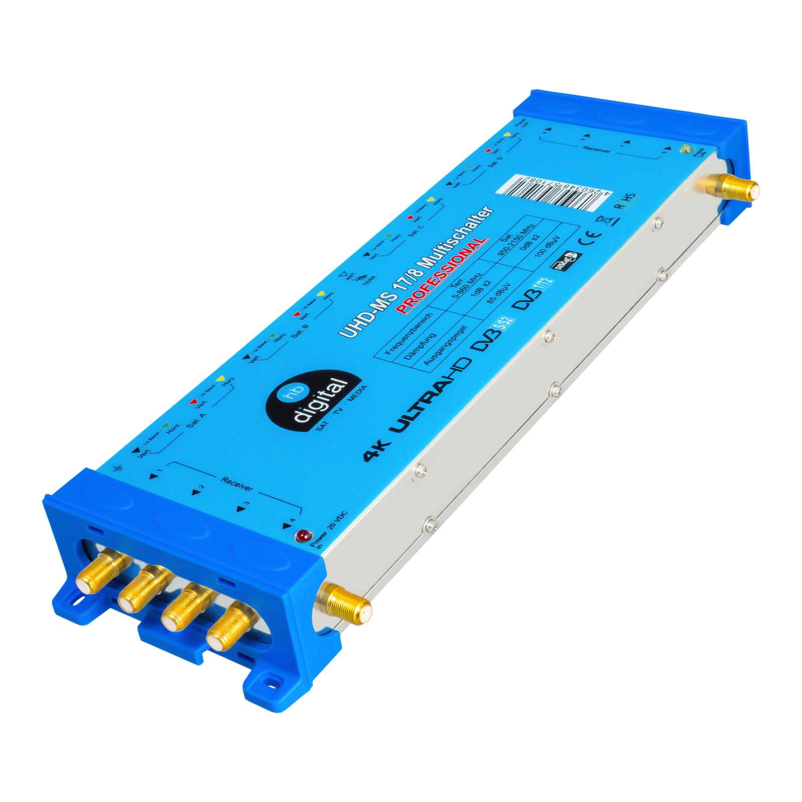 hb-digital Multischalter SAT UHD-MS 17/8 bis zu 8 Teilnehmer