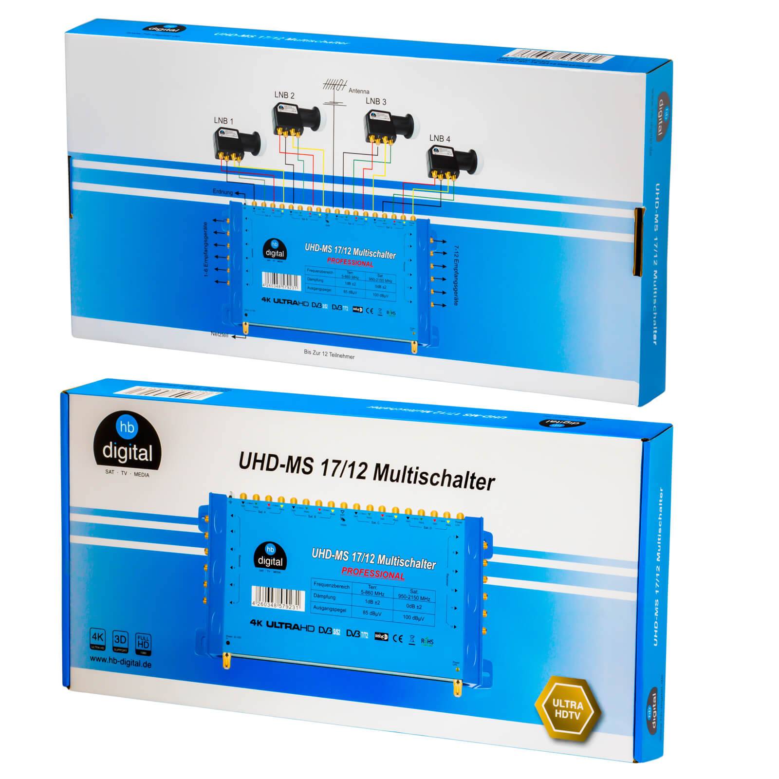 hb-digital Multischalter SAT UHD-MS 17/12 bis zu 12 Teilnehmer
