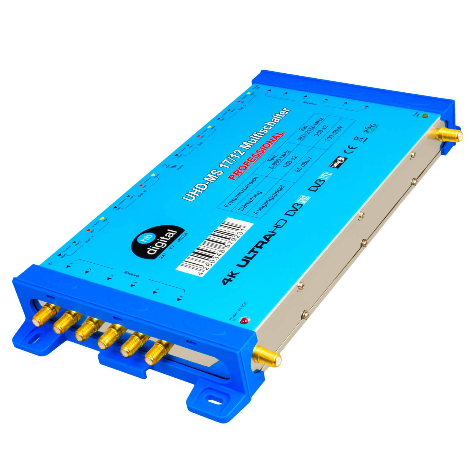 hb-digital Multischalter SAT UHD-MS 17/12 bis zu 12 Teilnehmer