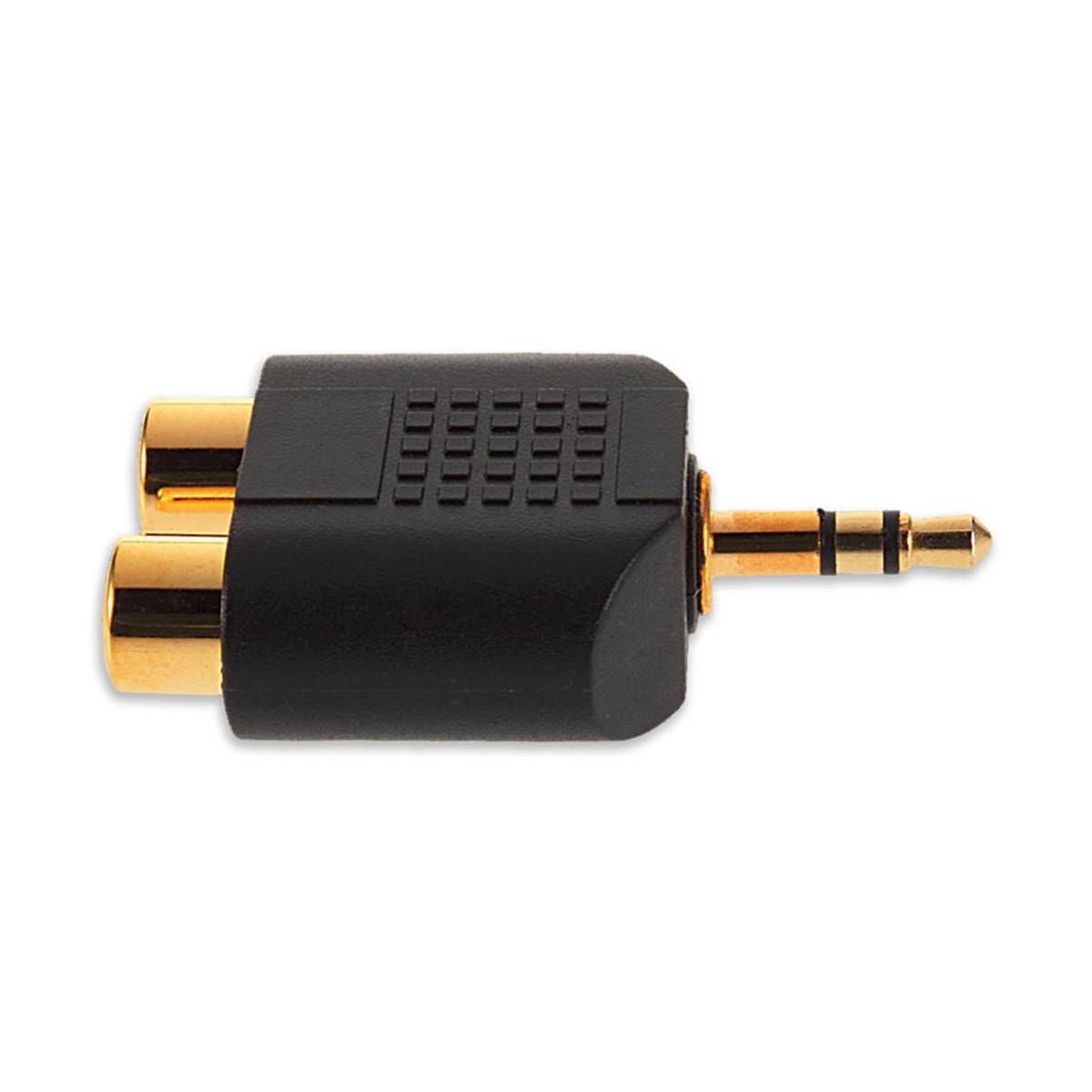 Audio Cinch Y Adapter 2x Cinchbuchsen > Klinkenstecker 3,5 mm Hifi Kopfhörer Vergoldet