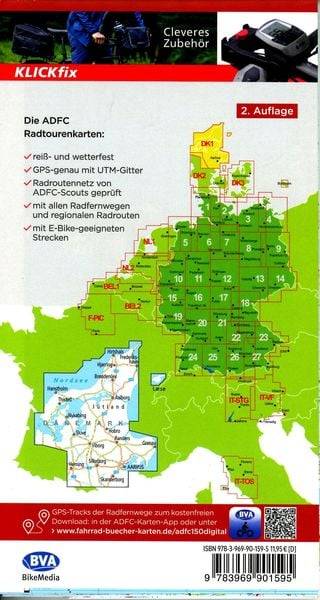 ADFC-Radtourenkarte DK1 Dänemark/Jütland Nord 1:150.000, reiß- und wetterfest, E
