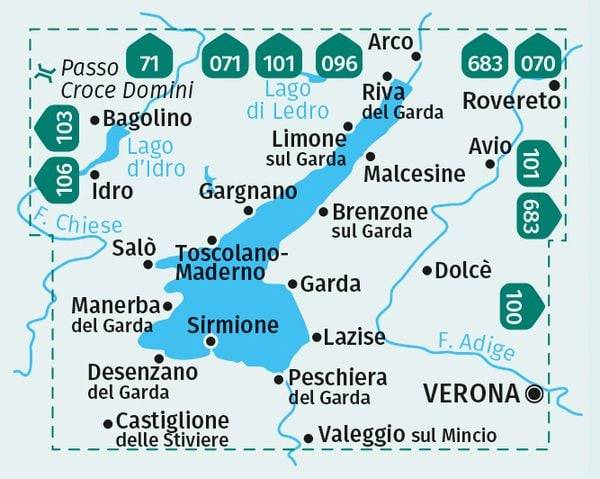 KOMPASS Wanderkarten-Set 697 Gardasee und Umgebung - Lake Garda and its surroundings - Lago di Garda e dintorni (3 Karten) 1:35.000