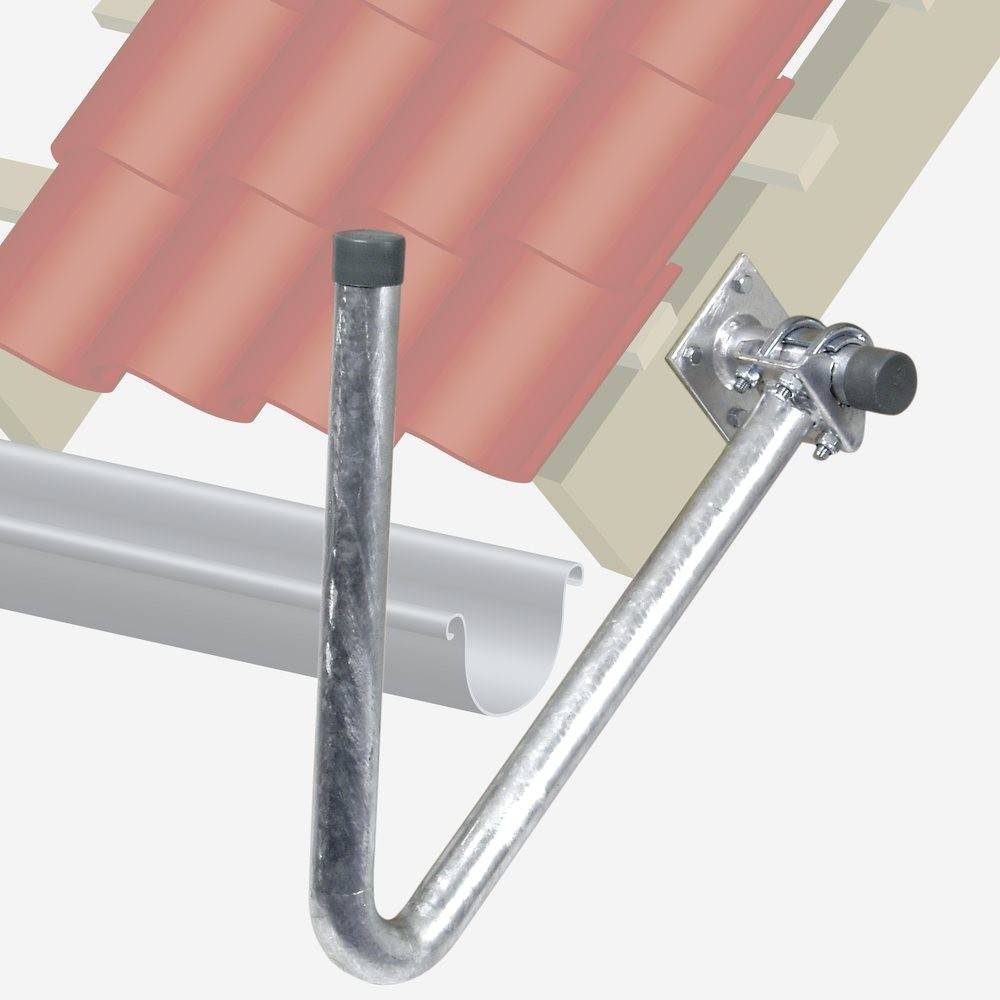 Fuba DUH 500 Dachüberstand-Halterung zur Montage von Satellitenschüsseln an Dach-Überständen - Länge Halterung-Winkel: 50cm, Höhe: 45cm, Rohrdur