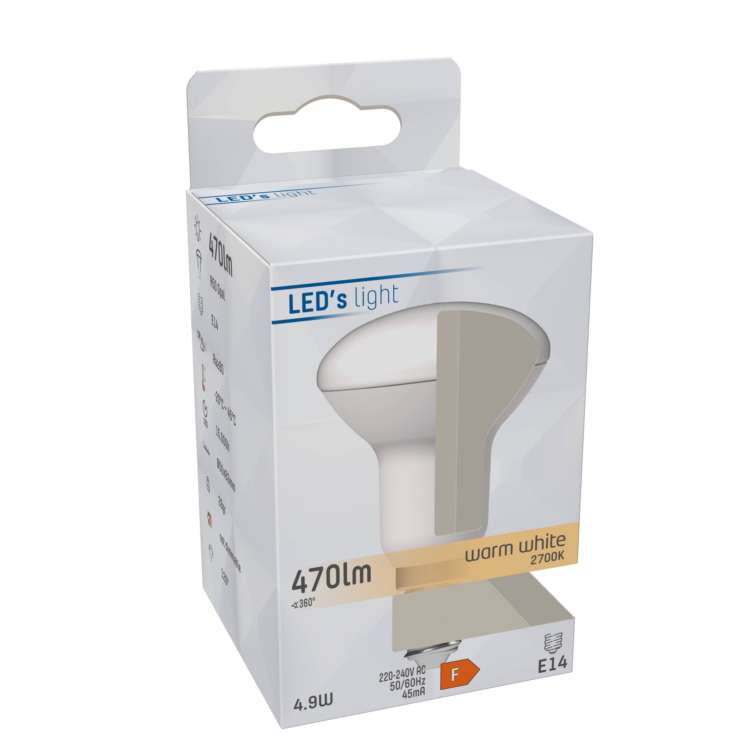 LED's light LED Reflektor E14 4.9W warmweiß Opal R50