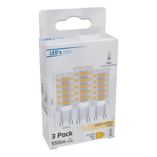 LED's light LED Kapsel G9 4.5W warmweiß Klar 3-Pack LED's light LED Kapsel G9 4.5W warmweiß Klar 3-Pack