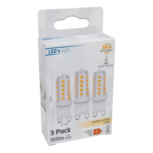 LED's light LED Kapsel G9 dimmbar 3.5W warmweiß Klar 3-Pack LED's light LED Kapsel G9 dimmbar 3.5W warmweiß Klar 3-Pack