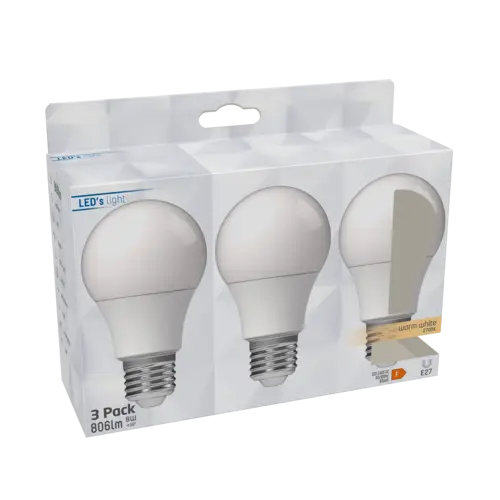 LED's light LED Glühbirne E27 8W warmweiß Opal A60 3-Pack LED's light LED Glühbirne E27 8W warmweiß Opal A60 3-Pack