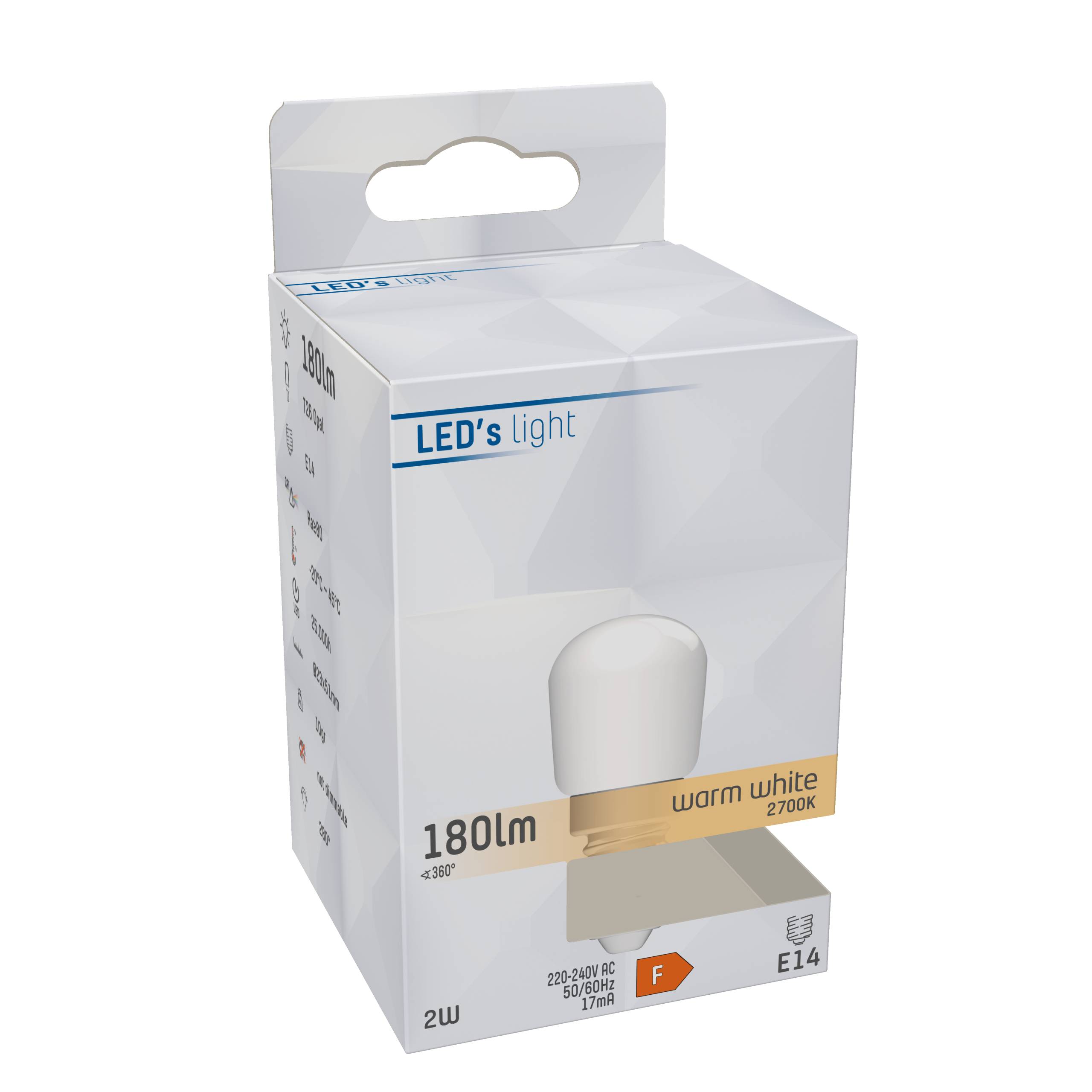 LED's light LED Kapsel E14 2W warmweiß Opal T26