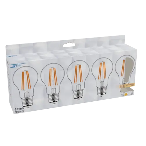 LED's light LED Birne E27 7,0W warmweiß Klar A60 5-Pack LED's light LED Birne E27 7,0W warmweiß Klar A60 5-Pack