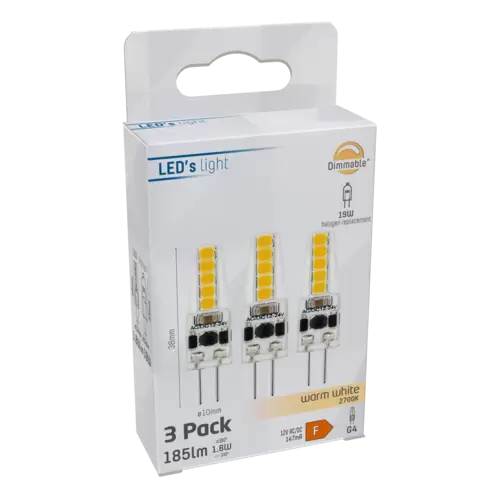 LED's light LED Kapsel G4 1,9W warmweiß Klar 12V dimmbar 3-Pack LED's light LED Kapsel G4 1,9W warmweiß Klar 12V dimmbar 3-Pack
