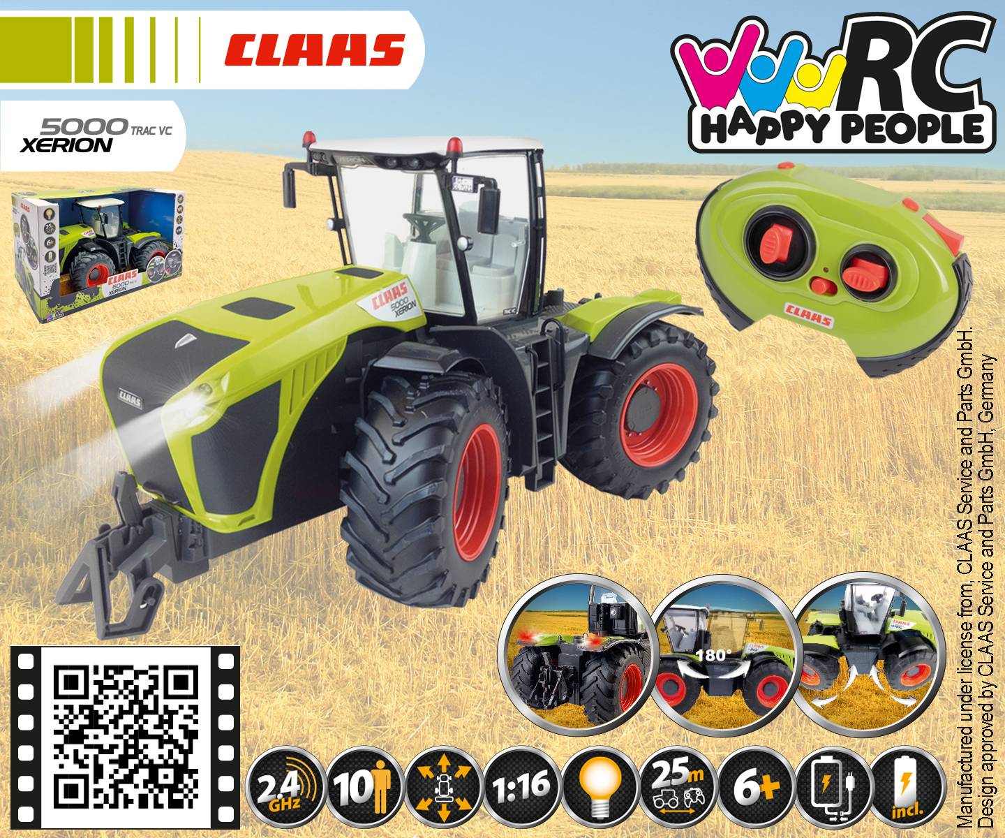 Happy People - Ferngesteuerter Traktor - Claas Xerion 5000 (Maßstab: 1:16) Fernlenkfahrzeug Landwirtschaft