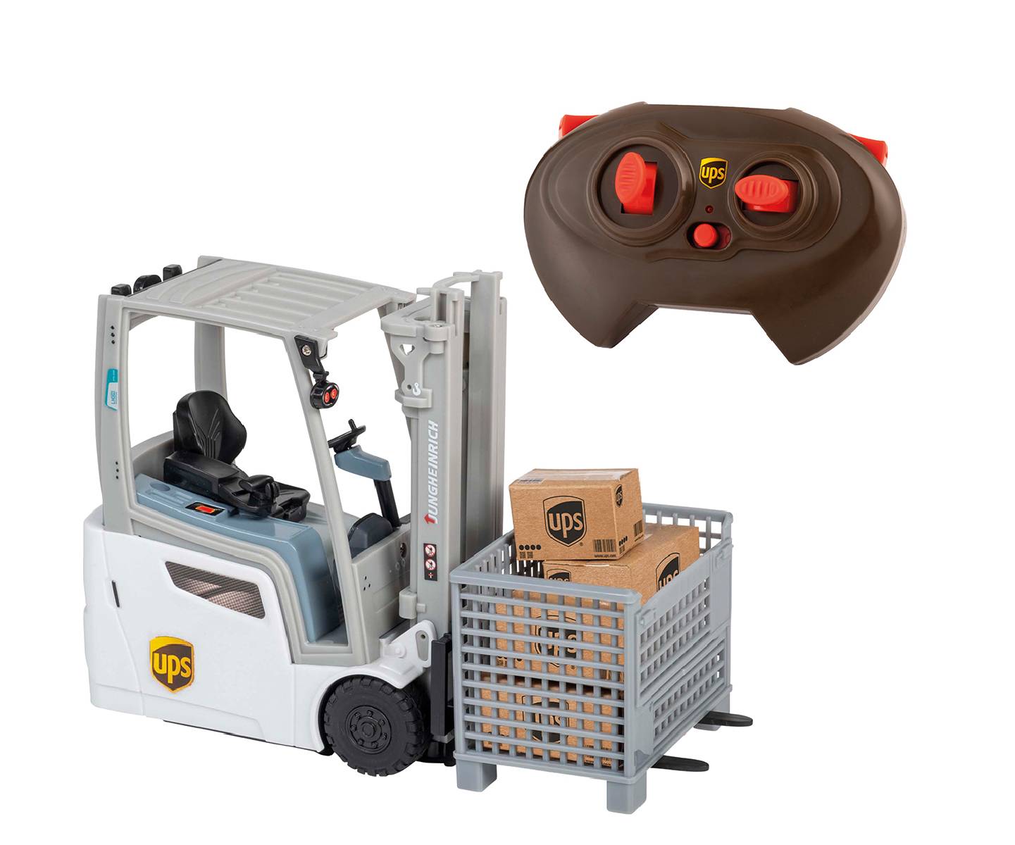 Happy People - Ferngesteuerter Gabelstapler - UPS Jungheinrich EFG 216 K Li-Ion (1:16) Spielzeuggabelstapler Stapler