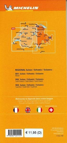 Suisse Sud-Ouest - Michelin Regional Map 552