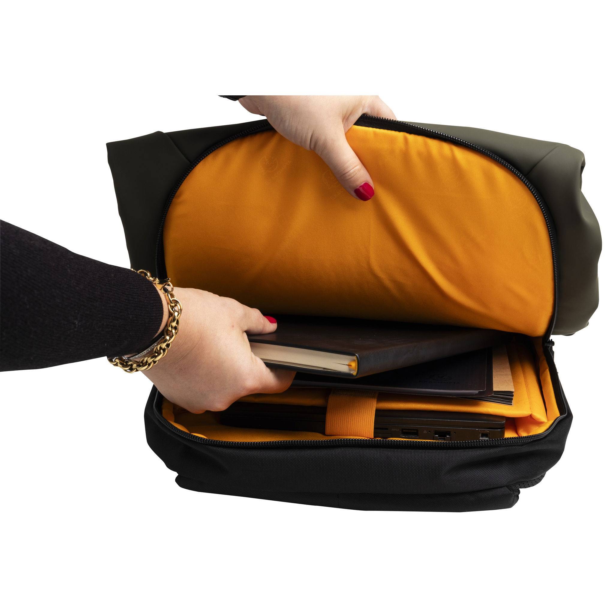 Exacompta Laptoprucksack mit 2 Fächern, 37x46x16 cm, Exactive - Khaki - 17535E