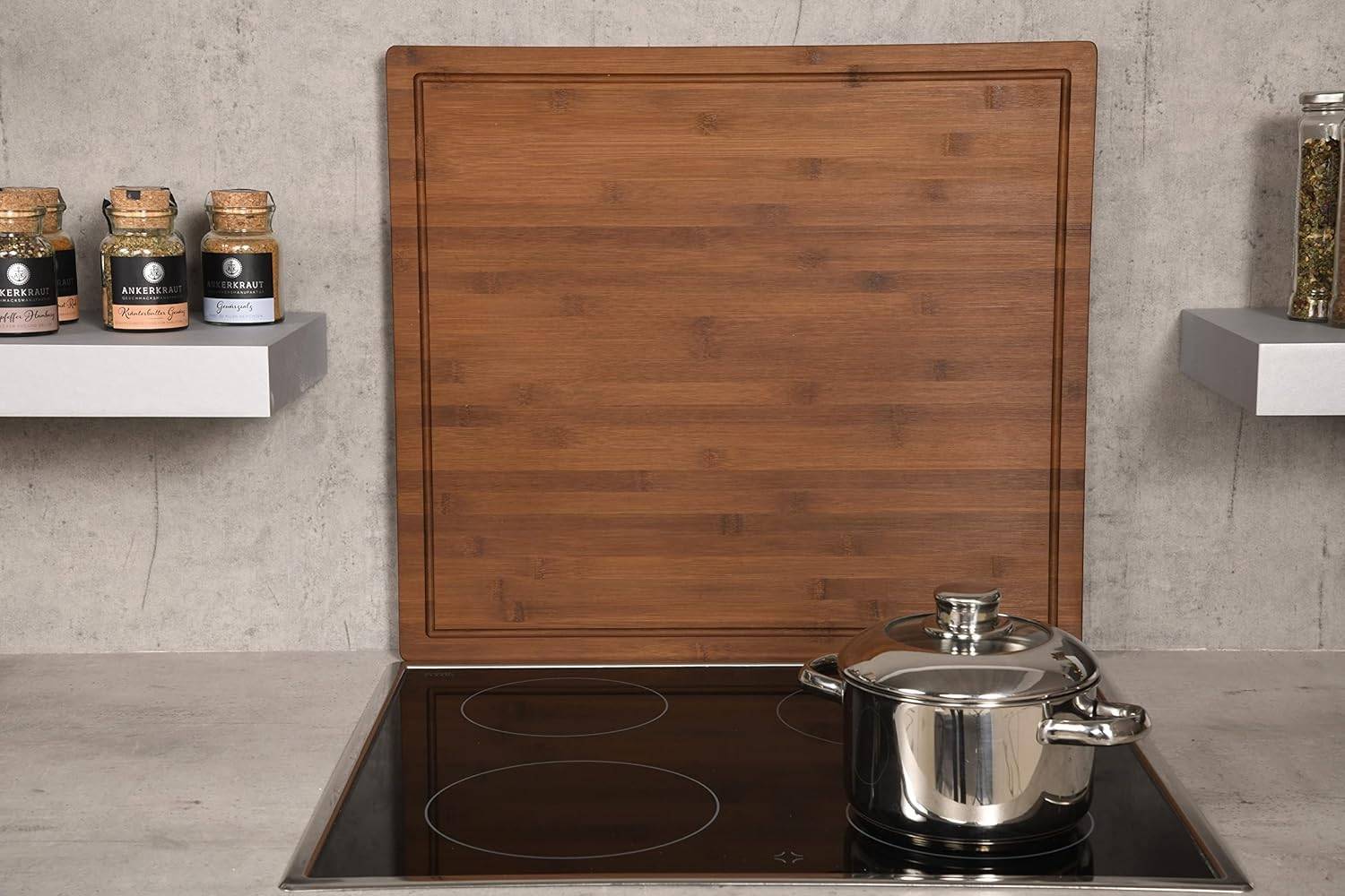 Kesper | XXL Schneide- und Abdeckplatte 56 x 50 x 4 cm | Farbe: Dunkelbraun | Material: FSC Bambus | ideal als Herdabdeckung oder Backbrett