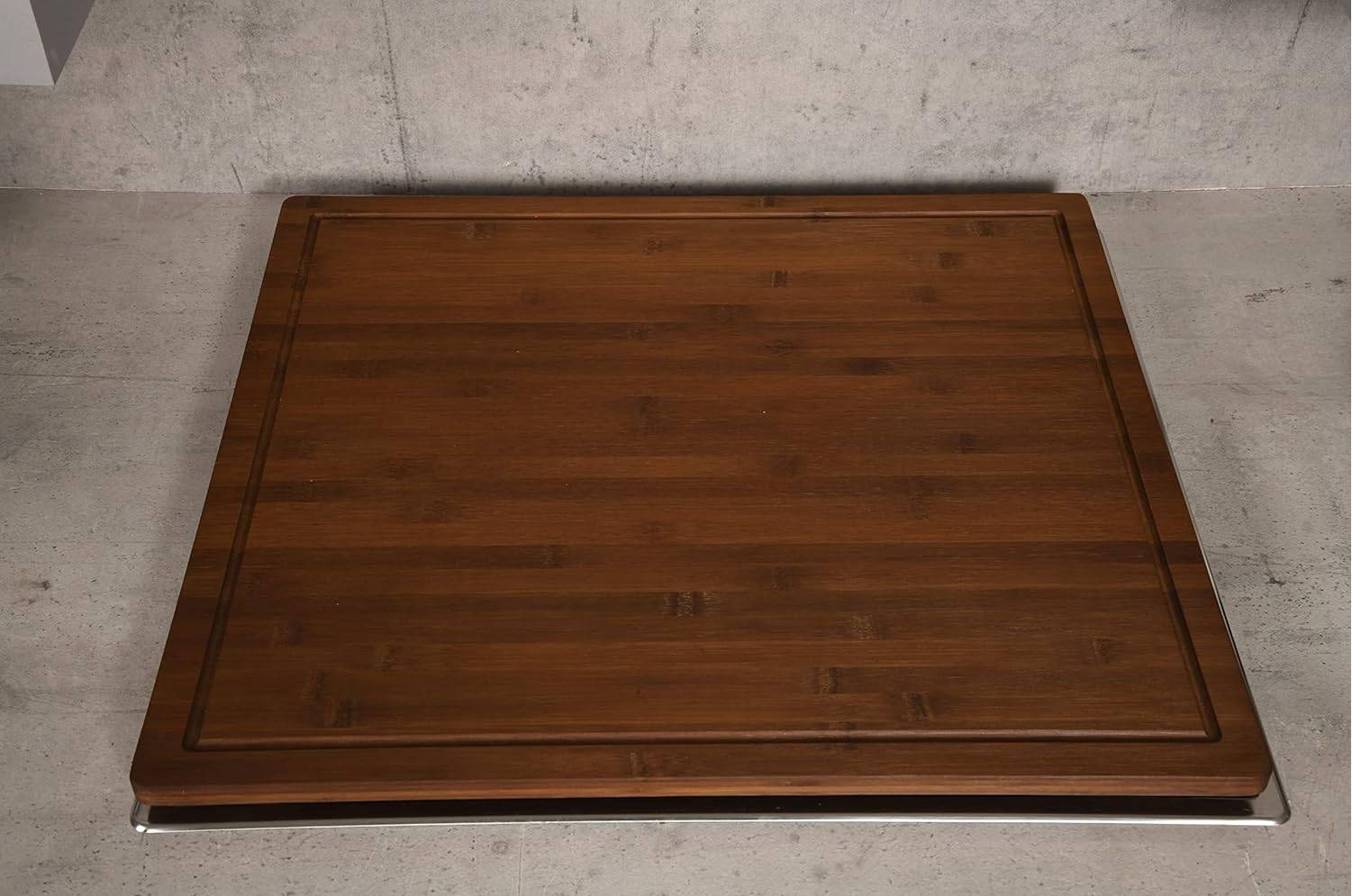 Kesper | XXL Schneide- und Abdeckplatte 56 x 50 x 4 cm | Farbe: Dunkelbraun | Material: FSC Bambus | ideal als Herdabdeckung oder Backbrett