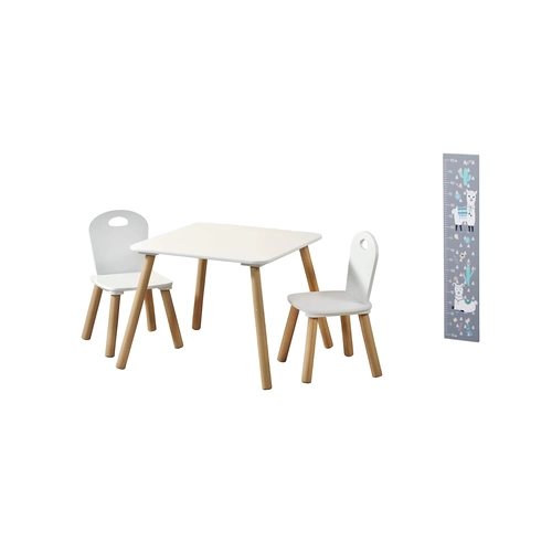 Kesper | Kindertisch Set | Weiß | mit 2 Stühlen und Messlatte Alpaka | Faserplatte/Holz Kesper | Kindertisch Set | Weiß | mit 2 Stühlen und Messlatte Alpaka | Faserplatte/Holz
