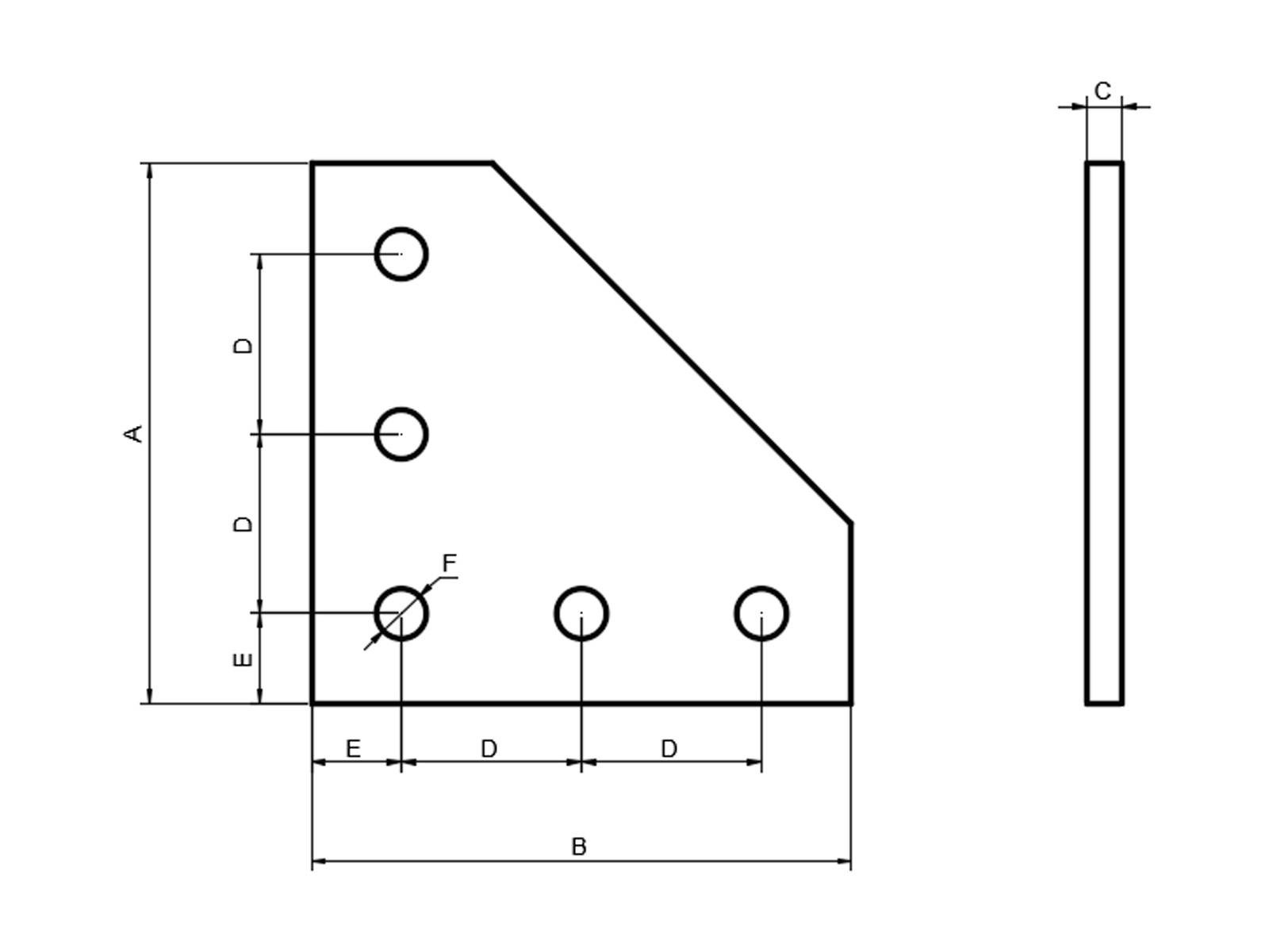 Verbindungsplatte - 4545 L Aluminium, eloxiert, B-Typ Nut 10, VPE 10 Stück