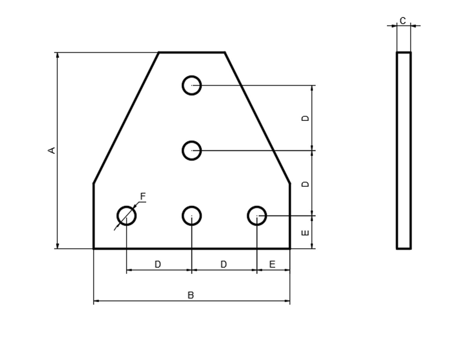 Verbindungsplatte - 160*6*160 T Aluminium, eloxiert, I-Typ Nut 8, VPE 10 Stück