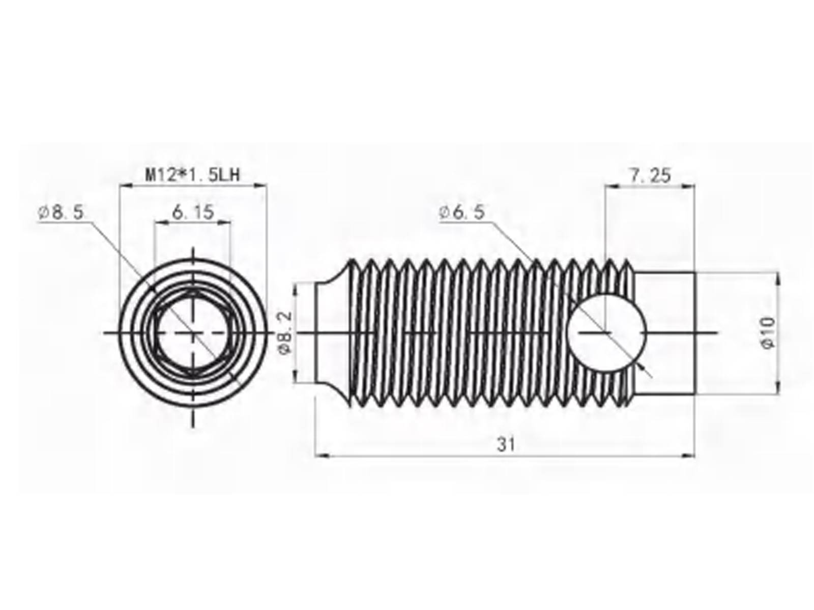 Gewindehülle - M12*31 - SS304 - Ebene, I-Typ Nut 8, VPE 10 Stück