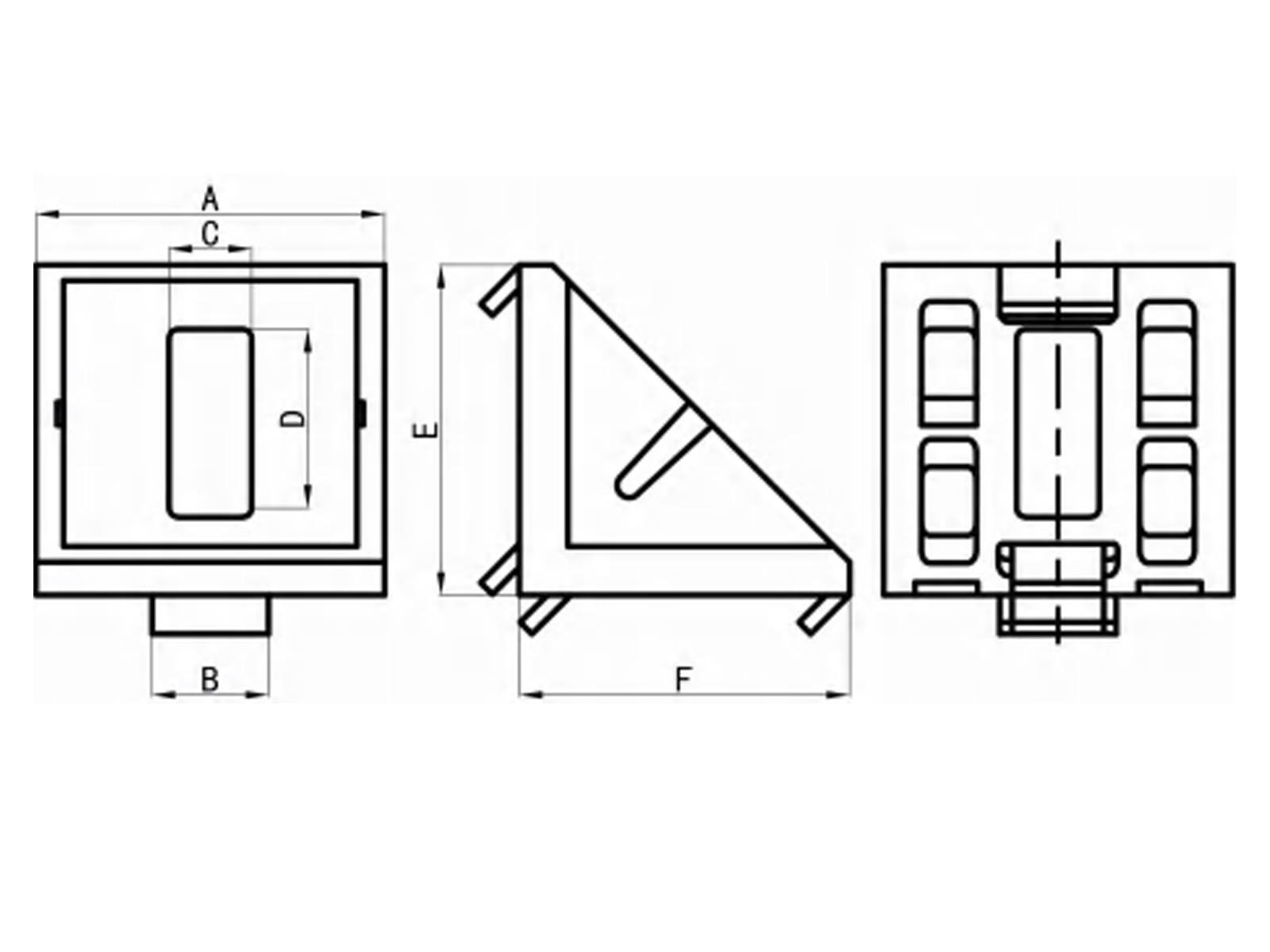 Verbindungswinkel - 2020-6, Aluminium blank, I-Typ Nut 5, B-Typ Nut 6, VPE 10