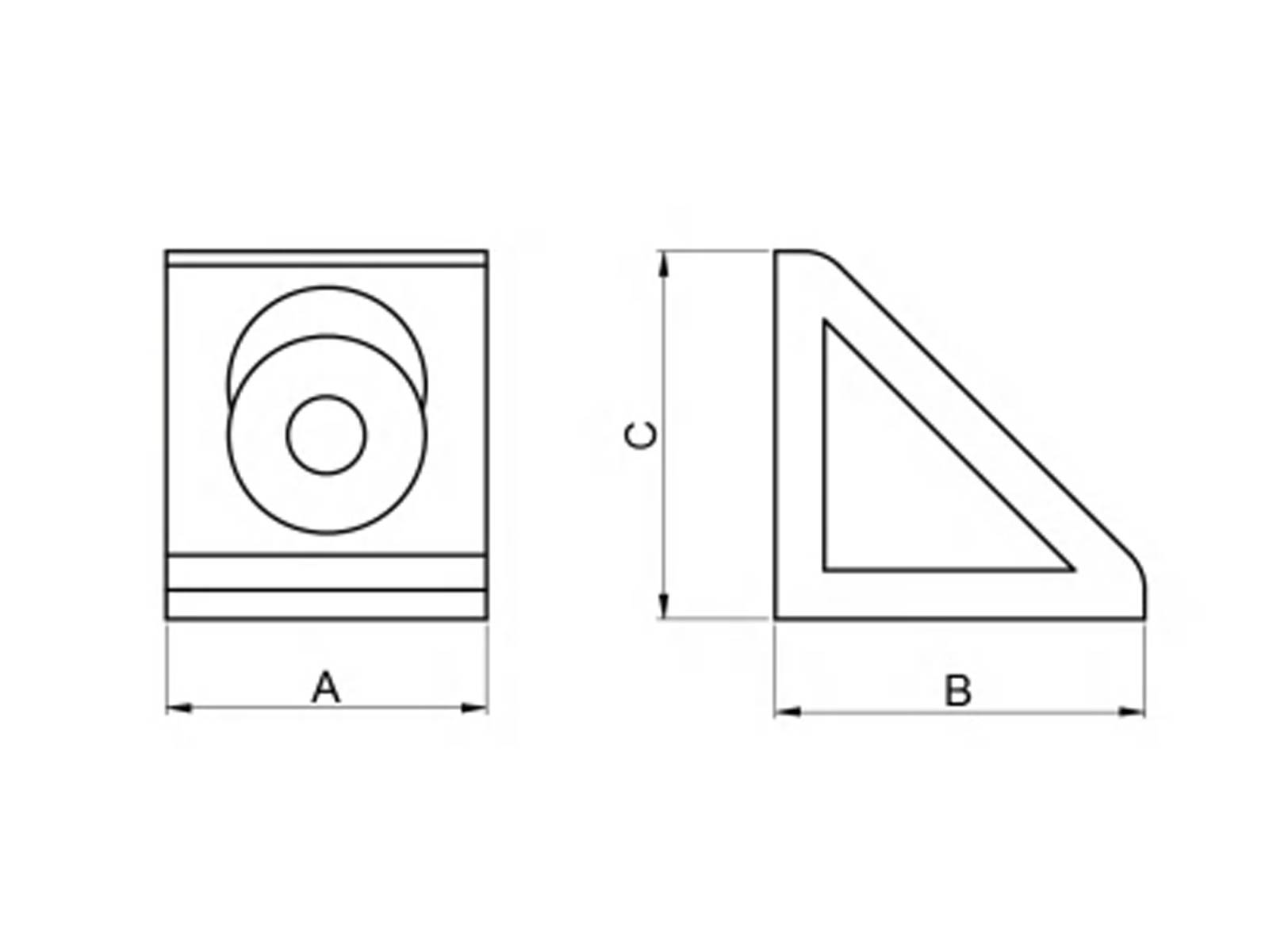 Winkel, 26*30*30, Aluminium, eloxiert, I-Typ Nut 6, B-Typ Nut 8, VPE 100 Stück