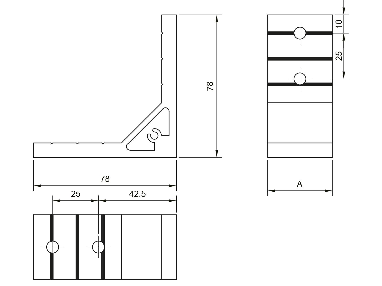 Winkel, 4040-8+10, Aluminium, eloxiert, I-Typ Nut 8, VPE 10 Stück