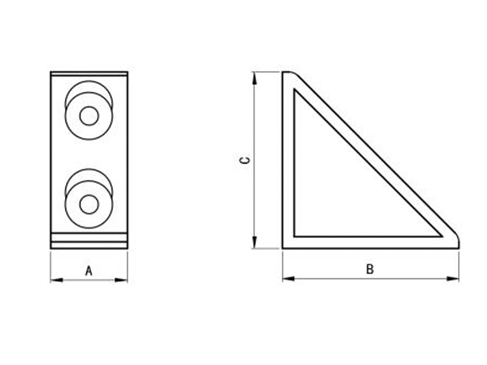 Winkel, 26*60*60, Aluminium, eloxiert, I-Typ Nut 6, B-Typ Nut 8, VPE 10 Stück