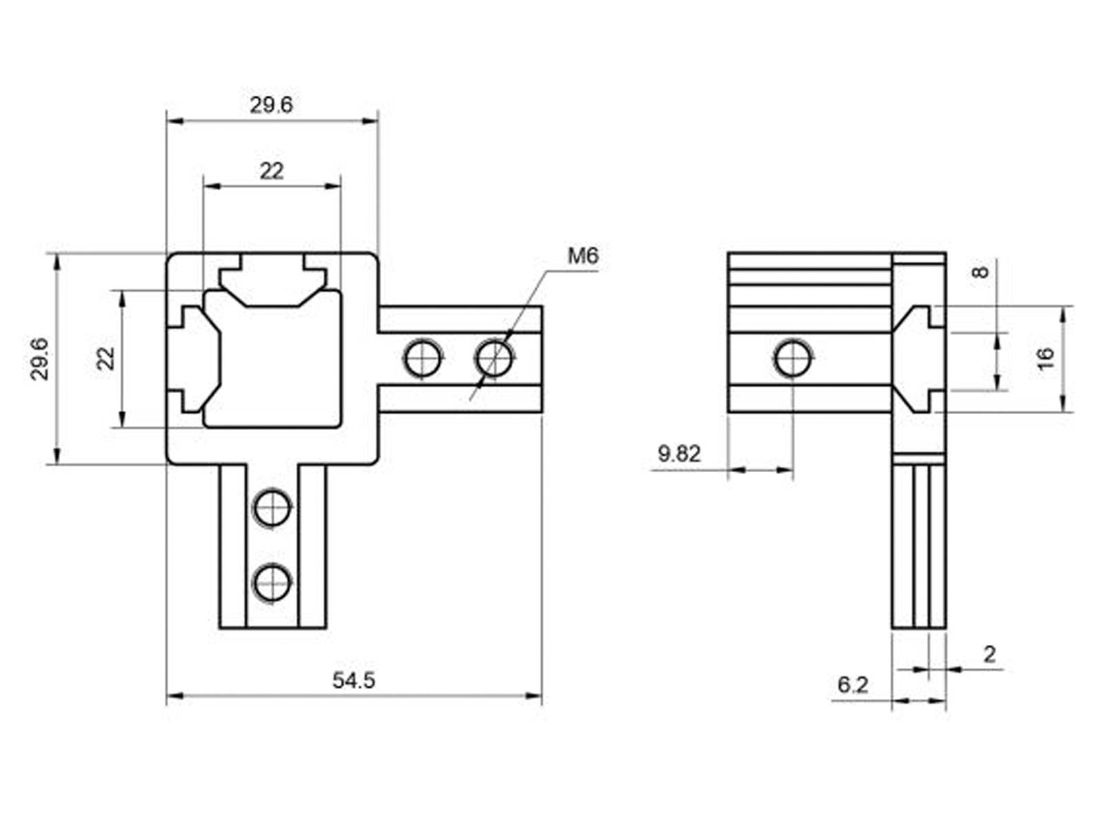 3 Wege Verbinder 2020-6, Zinkdruckguss, B-Typ Nut 6, VPE 10 Stück
