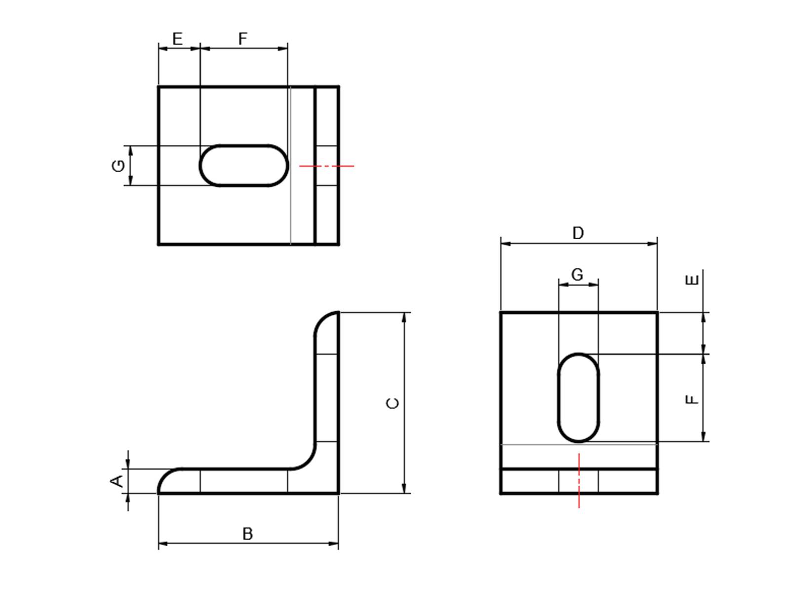 Winkel, 4040 A Aluminium, eloxiert, I-Typ Nut 8, VPE 10 Stück