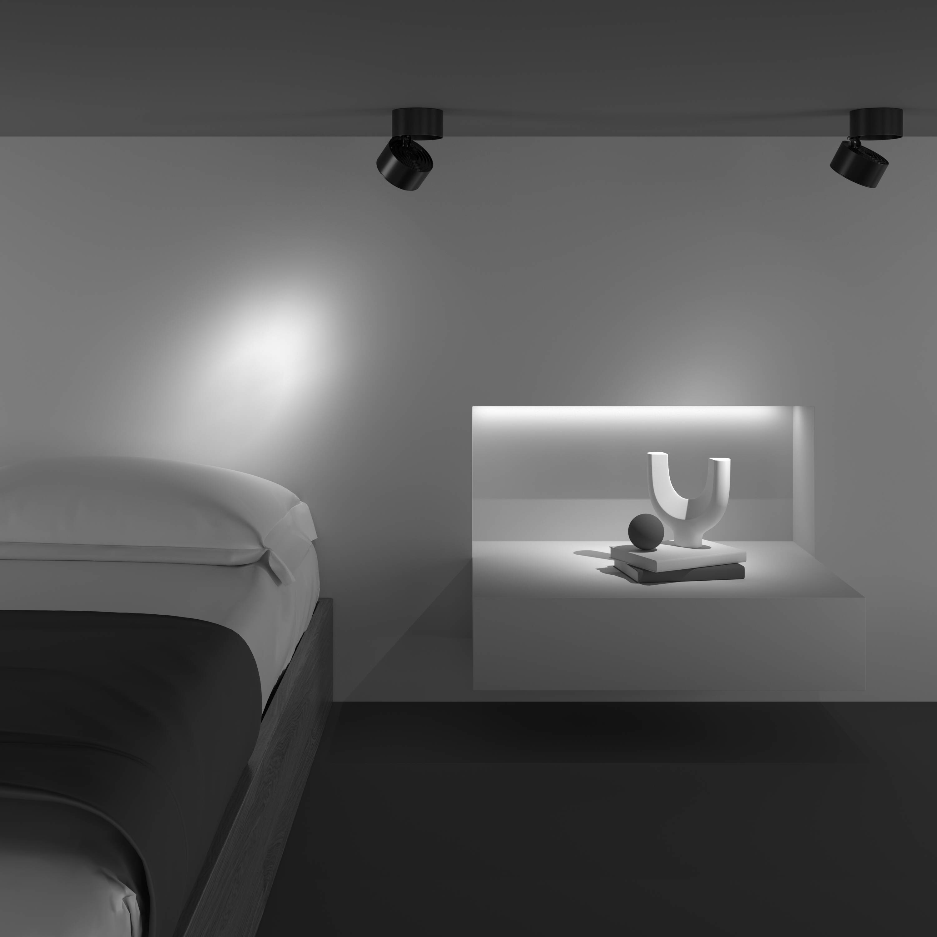 Moderne LED Deckenleuchte Yin aus Aluminium Schwarz, 15W, 1030 Lumen, 4000K für Küche, Schlafzimmer, Wohnzimmer, Esszimmer, Lobby