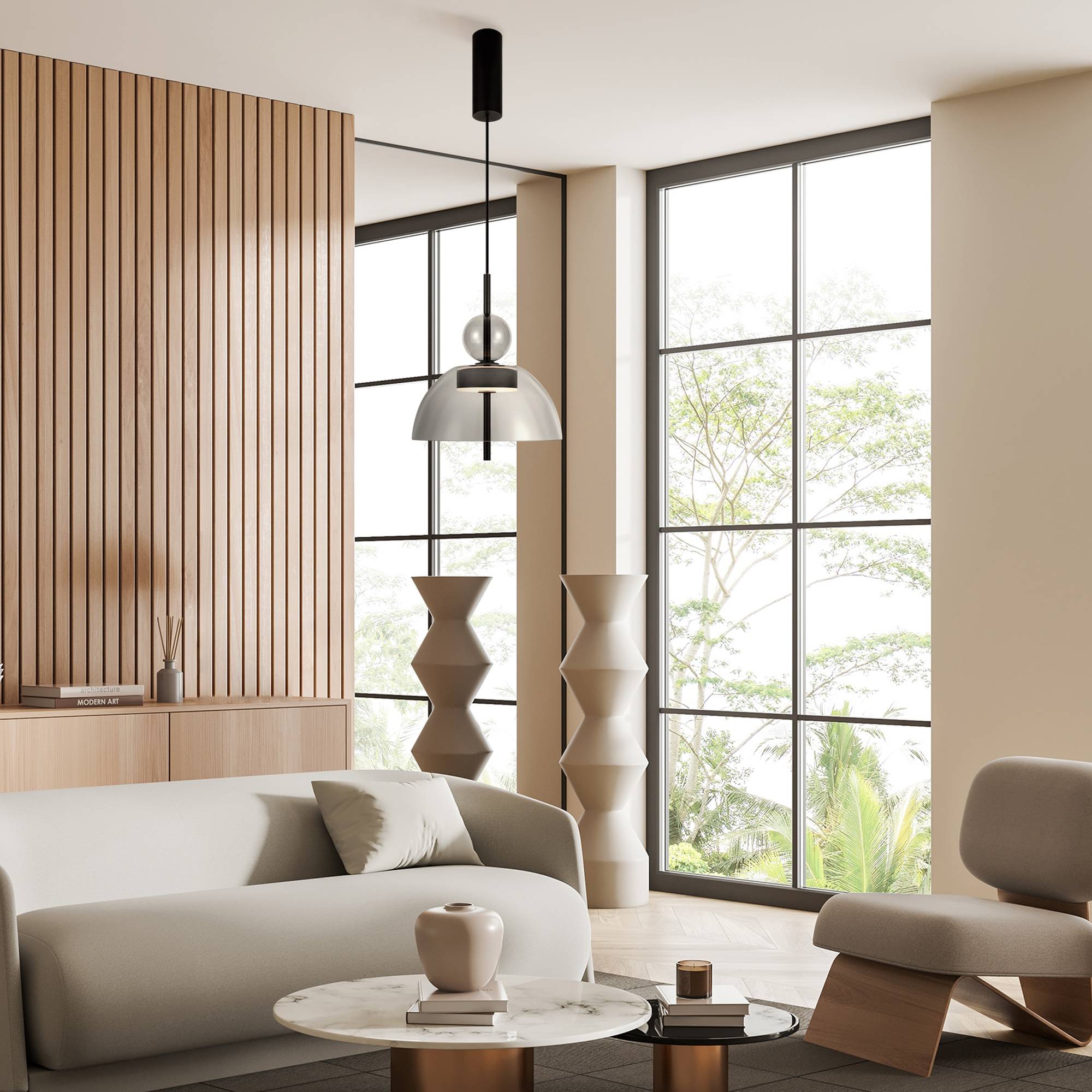 Maytoni Moderne Pendelleuchte Bangkok LED incl. in Schwarz aus Metall Glas 12 W für Küche, Schlafzimmer, Wohnzimmer, Esszimmer, Lobby