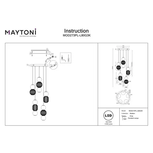 Maytoni Moderne Pendelleuchte Drop LED incl. in Gold aus Metall Glas 80 W für Küche, Schlafzimmer, Wohnzimmer, Esszimmer, Lobby Maytoni Moderne Pendelleuchte Drop LED incl. in Gold aus Metall Glas 80 W für Küche, Schlafzimmer, Wohnzimmer, Esszimmer, Lobby