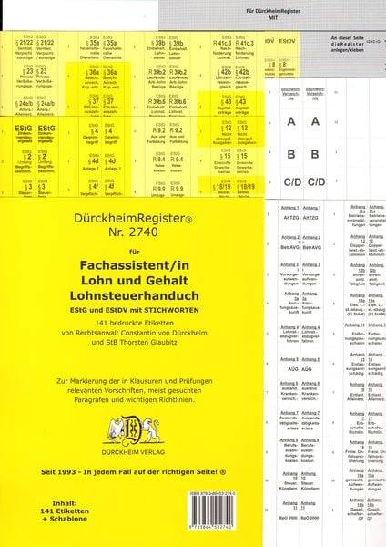 DürckheimRegister® BMF- Lohnsteuerhandbuch/ MIT Stichworten für EStG, EStDV usw. Fachassistent Lohn und Gehalt