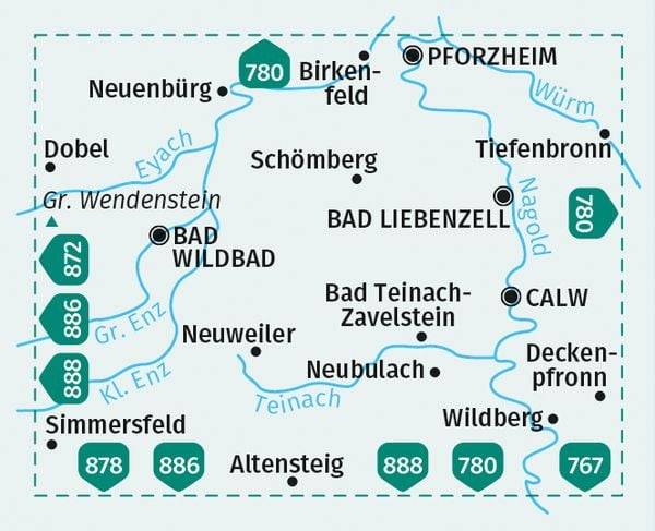 KOMPASS Wanderkarte 873 Bad Liebenzell, Bad Wildbad 1:25.000
