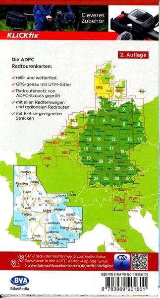 ADFC-Radtourenkarte DK2 Dänemark/Jütland Süd/ Fünen 1:150.000, reiß- und wetterf