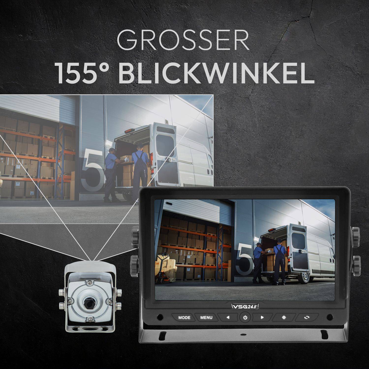 VSG24 7" Rückfahrkamera Set IP69K | PRO-Expert 1080P HD | 155 ° | IP69K | Videoaufzeichnung | RVS-24135