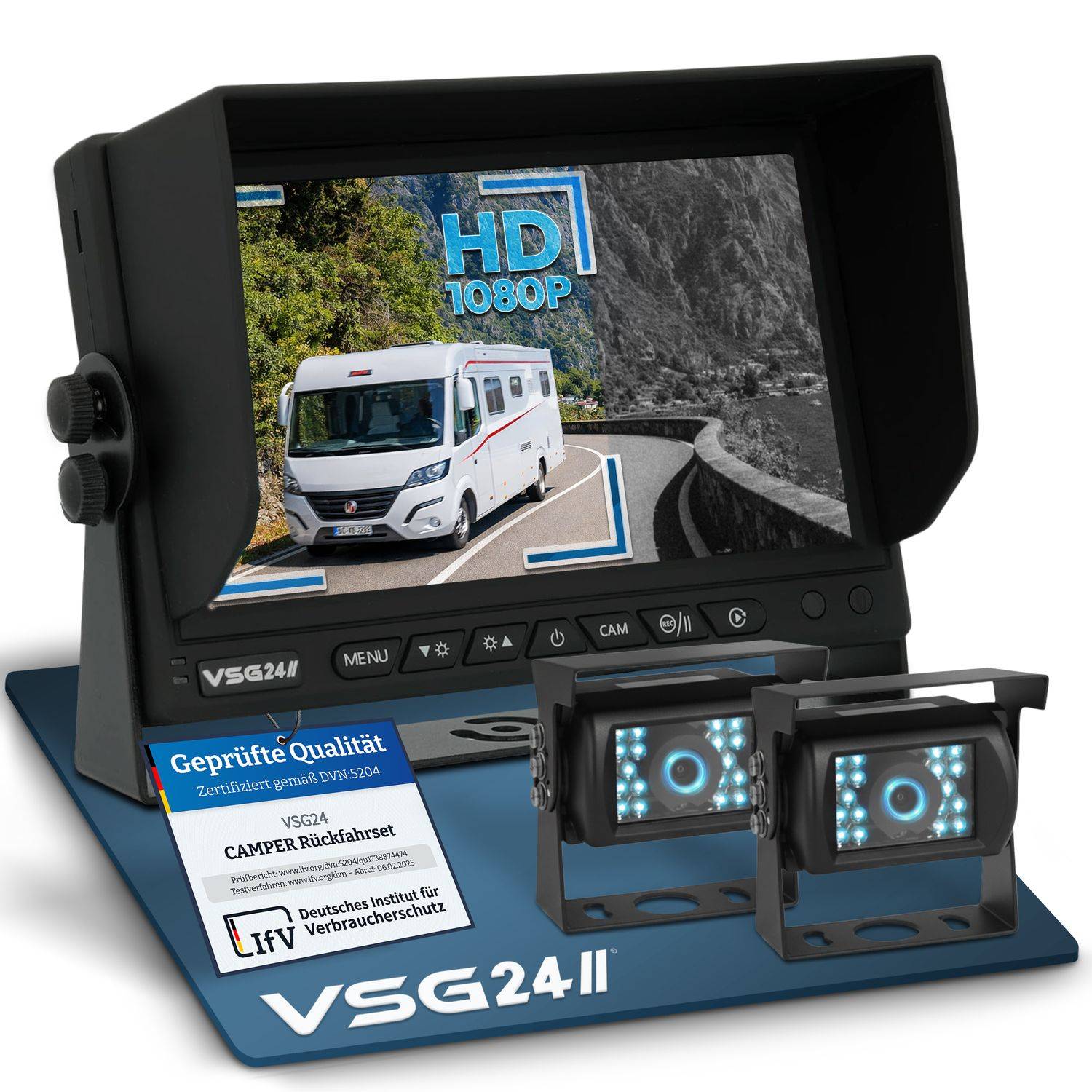 VSG24 7" Rückfahrkamera Set CAMPER HD | mit 2 x 1080P-HD Kamera RVS-24503